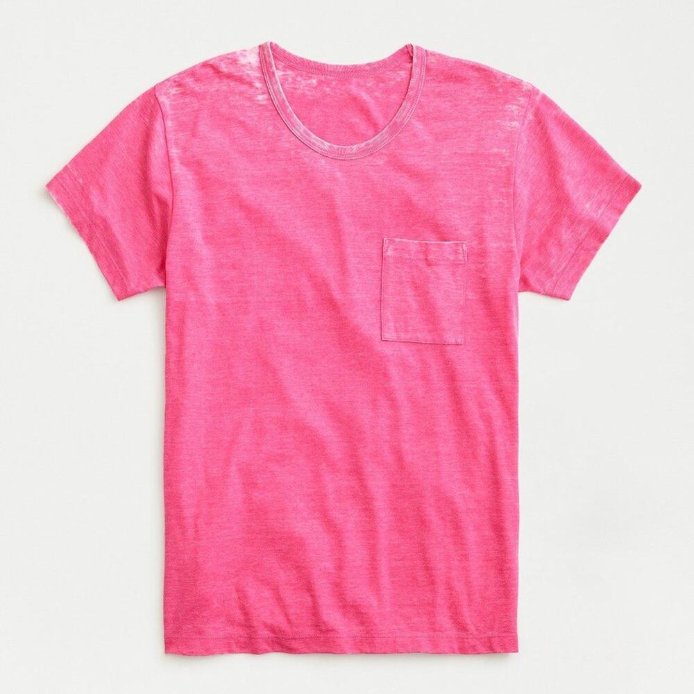 J Crew Made-in-LA burnout pocket T-shirt  Hot Pink XS